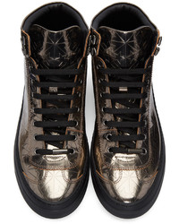 goldene hohe Sneakers aus Leder mit Sternenmuster von Jimmy Choo