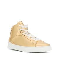 goldene hohe Sneakers aus Leder von Versace