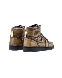 goldene hohe Sneakers aus Leder von Jordan