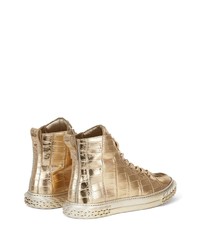 goldene hohe Sneakers aus Leder von Giuseppe Zanotti
