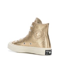 goldene hohe Sneakers aus Leder von Converse