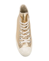 goldene hohe Sneakers aus Leder von Converse