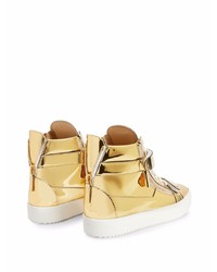 goldene hohe Sneakers aus Leder von Giuseppe Zanotti