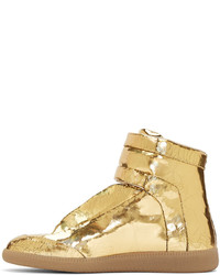 goldene hohe Sneakers aus Leder von Maison Margiela
