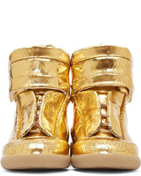 goldene hohe Sneakers aus Leder von Maison Margiela