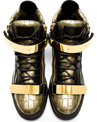 goldene hohe Sneakers aus Leder von Giuseppe Zanotti