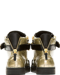 goldene hohe Sneakers aus Leder von Giuseppe Zanotti