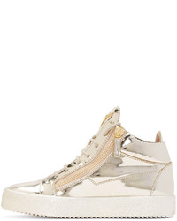 goldene hohe Sneakers aus Leder von Giuseppe Zanotti