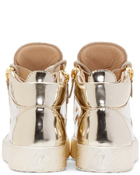 goldene hohe Sneakers aus Leder von Giuseppe Zanotti