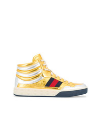 goldene hohe Sneakers aus Leder von Gucci