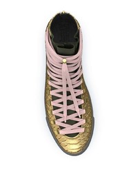 goldene hohe Sneakers aus Leder von Swear