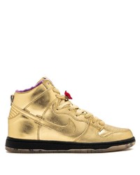 goldene hohe Sneakers aus Leder von Nike