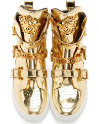 goldene hohe Sneakers von Versace