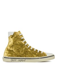 goldene hohe Sneakers von Saint Laurent