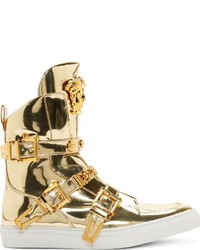 goldene hohe Sneakers von Versace