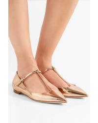 goldene Leder Ballerinas von Jimmy Choo