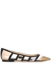 goldene Leder Ballerinas von Jimmy Choo