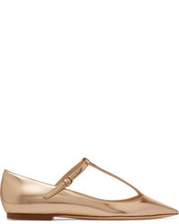 goldene Leder Ballerinas von Jimmy Choo