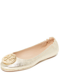 goldene Leder Ballerinas von Tory Burch