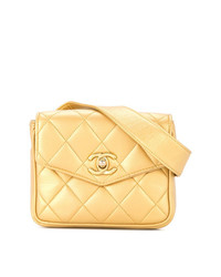 goldene Leder Bauchtasche von Chanel Vintage