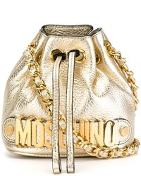 goldene Leder Beuteltasche von Moschino