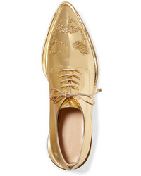 goldene Leder Brogues von Simone Rocha