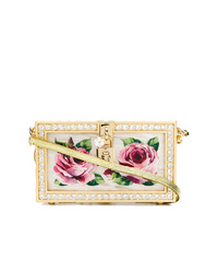 goldene Leder Clutch mit Blumenmuster von Dolce & Gabbana