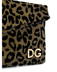 goldene Leder Clutch mit Leopardenmuster von Dolce & Gabbana