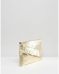 goldene Leder Clutch von Asos