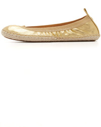 goldene Leder Espadrilles von Yosi Samra