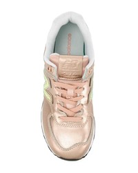 goldene Leder niedrige Sneakers von New Balance