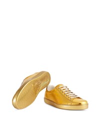 goldene Leder niedrige Sneakers von Gucci