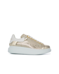 goldene Leder niedrige Sneakers von Alexander McQueen