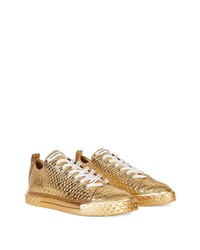 goldene Leder niedrige Sneakers von Giuseppe Zanotti