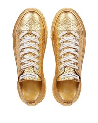 goldene Leder niedrige Sneakers von Giuseppe Zanotti