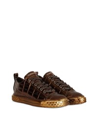 goldene Leder niedrige Sneakers von Giuseppe Zanotti