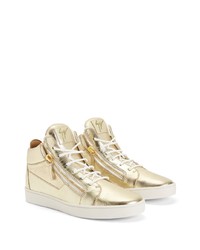 goldene Leder niedrige Sneakers von Giuseppe Zanotti