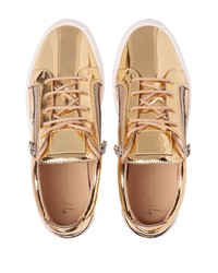 goldene Leder niedrige Sneakers von Giuseppe Zanotti