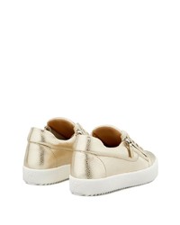 goldene Leder niedrige Sneakers von Giuseppe Zanotti