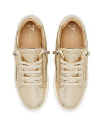 goldene Leder niedrige Sneakers von Giuseppe Zanotti