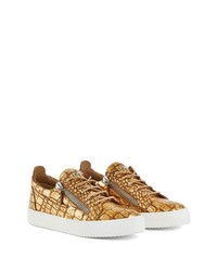 goldene Leder niedrige Sneakers von Giuseppe Zanotti