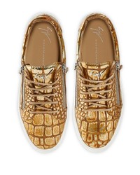 goldene Leder niedrige Sneakers von Giuseppe Zanotti