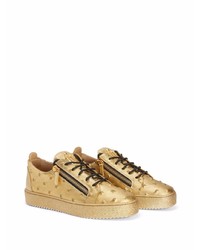 goldene Leder niedrige Sneakers von Giuseppe Zanotti