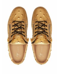 goldene Leder niedrige Sneakers von Giuseppe Zanotti