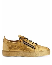 goldene Leder niedrige Sneakers von Giuseppe Zanotti