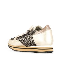 goldene Leder niedrige Sneakers von Philippe Model