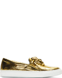 goldene Leder niedrige Sneakers von Versace