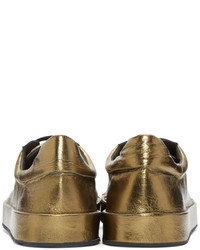 goldene Leder niedrige Sneakers von Jil Sander