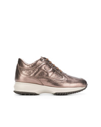 goldene Leder niedrige Sneakers von Hogan