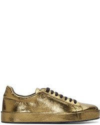 goldene Leder niedrige Sneakers von Jil Sander